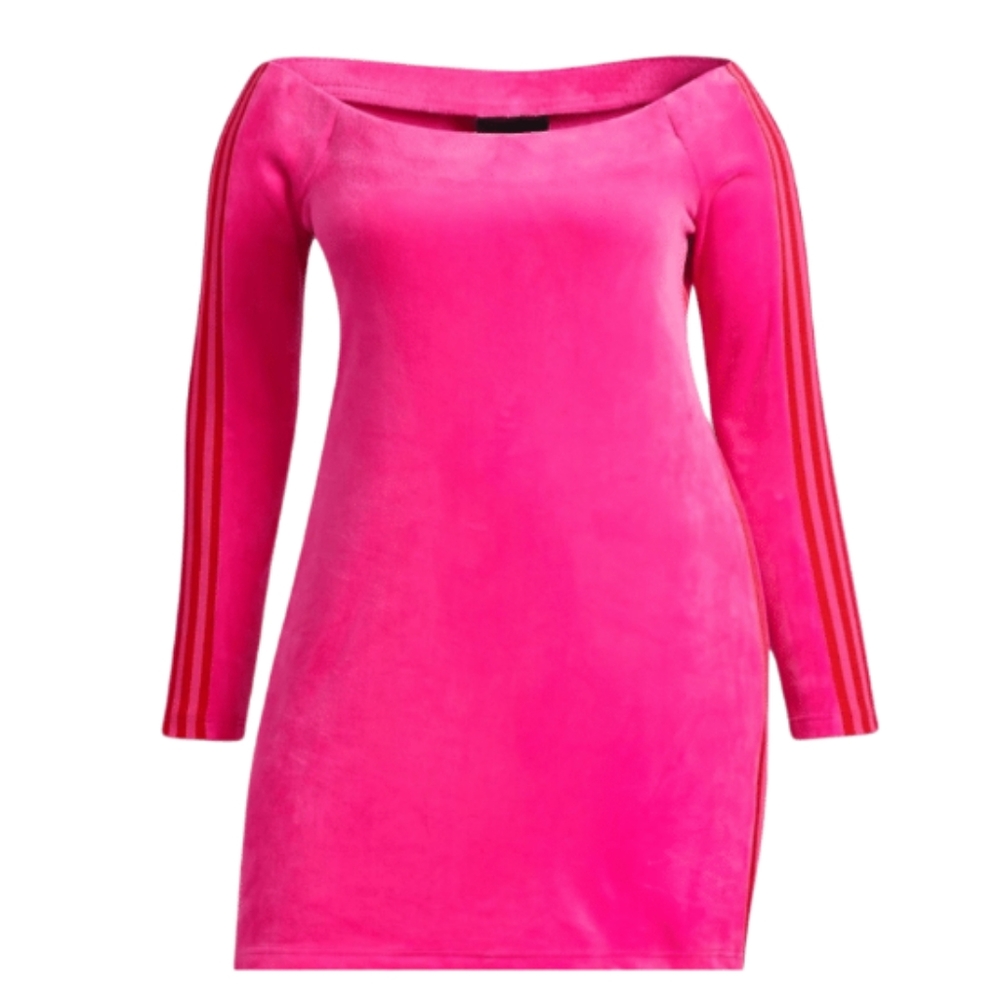 Auth Adidas Originals Ivy Park Velour OFF Shoulder Dress